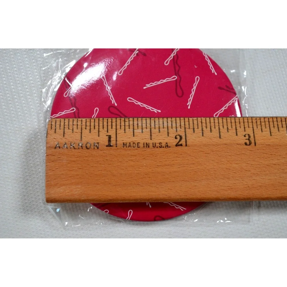 Beauty Brands Round Travel Makeup Mirror Pink w/ Bobbie Pins 2‎ 3/4